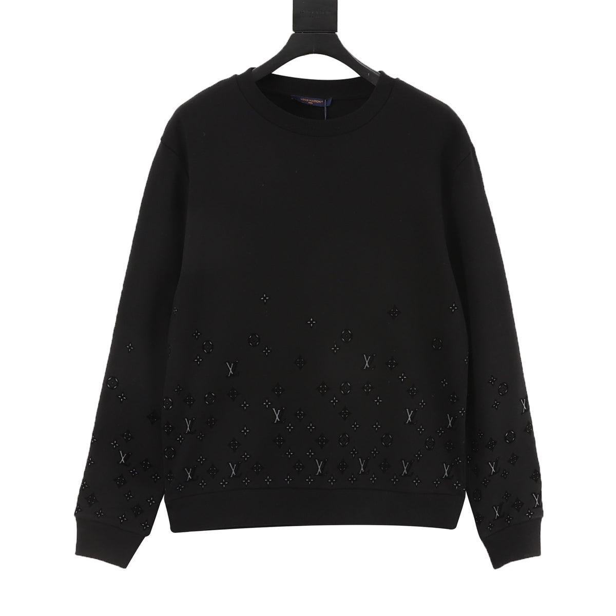 Louis Vuitton 3D Raised Monogram Crewneck Sweatshirt Unisex Pullover Black