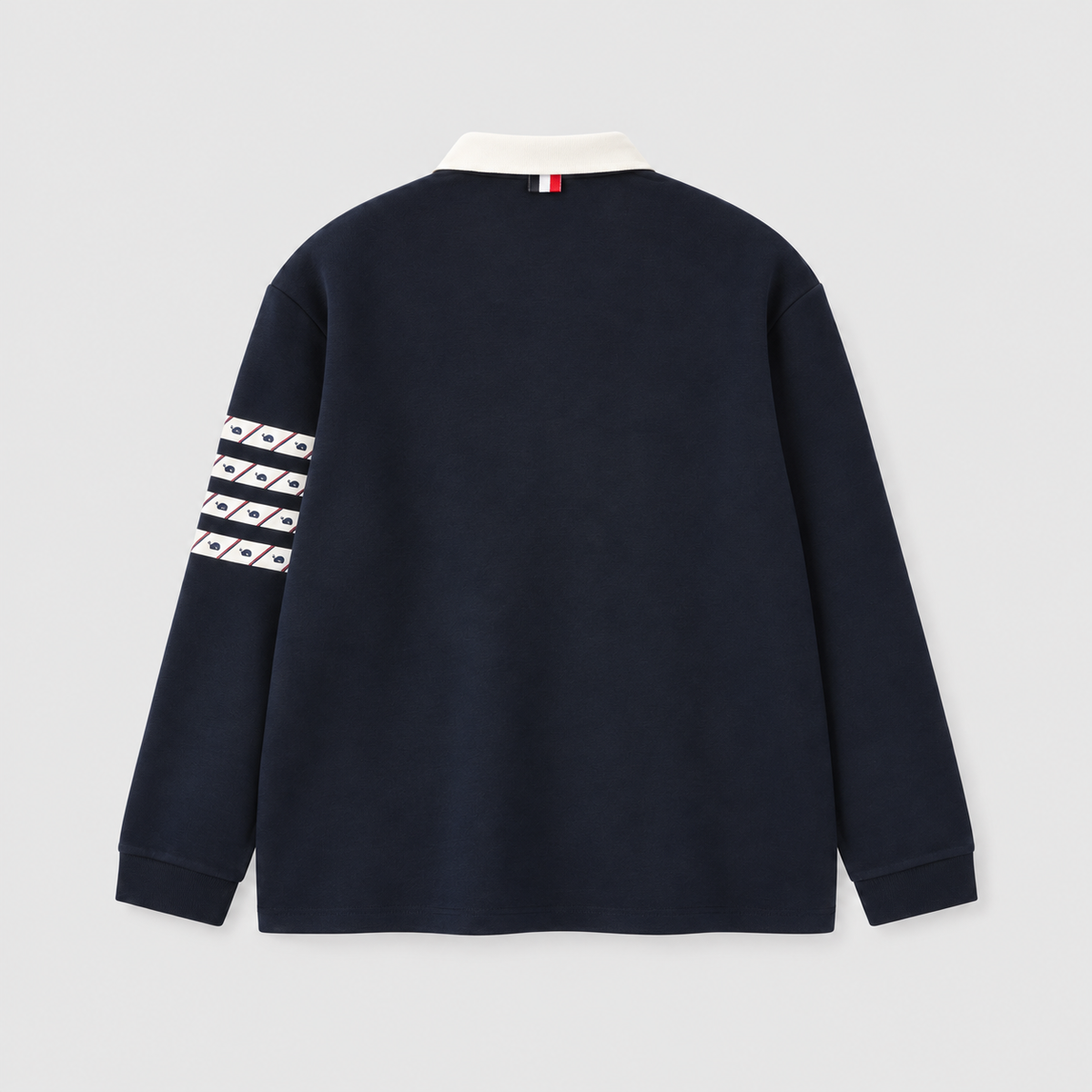 Thom Browne Whale Motif 4-Bar Long Sleeve Polo Shirt men – Navy