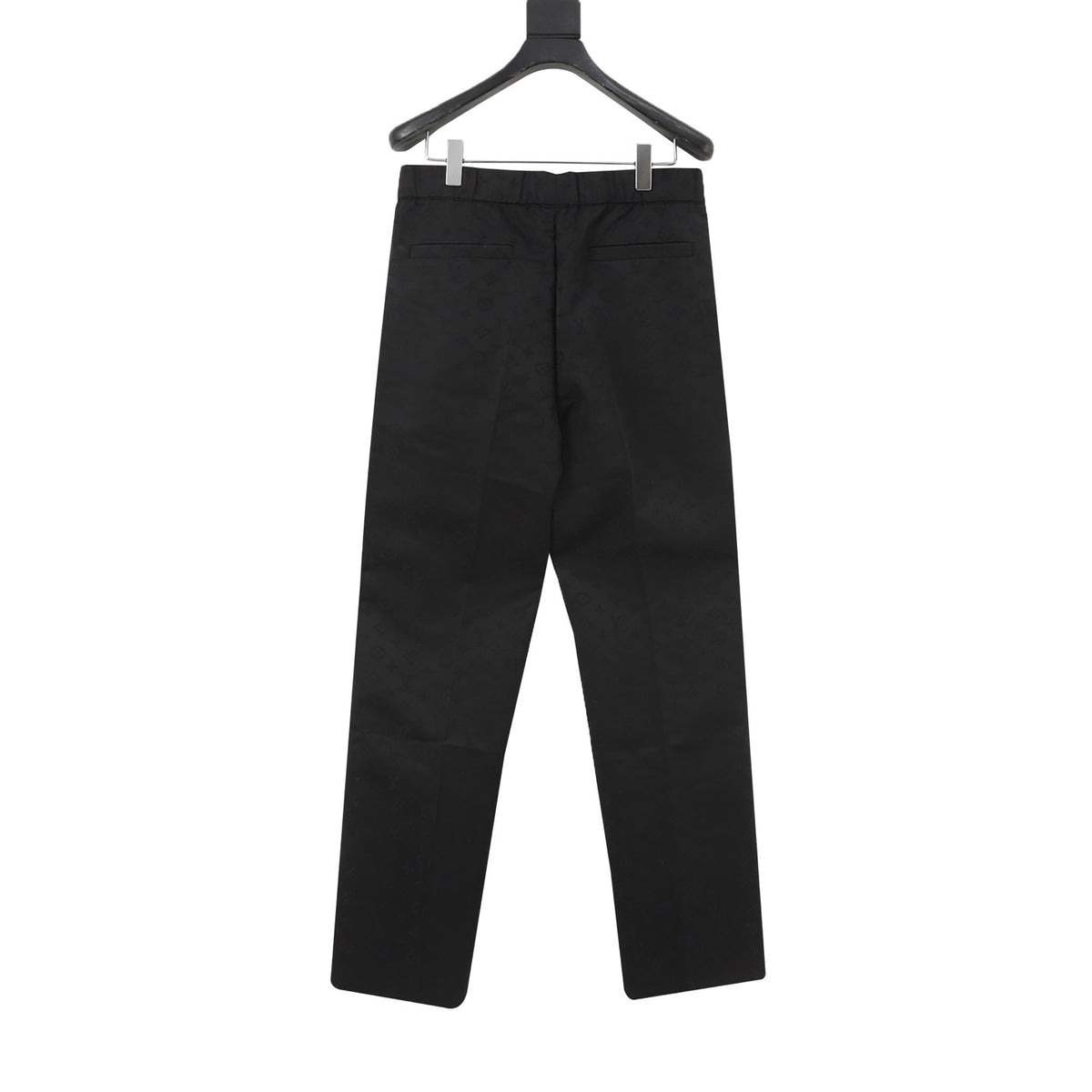 LV Black Allover Monogram Jacquard Straight Leg Pants Unisex Designer Trousers