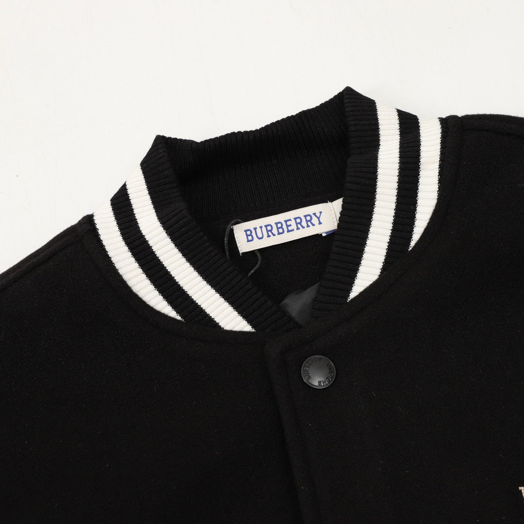 Burberry Black White Color Block Varsity Jacket Unisex