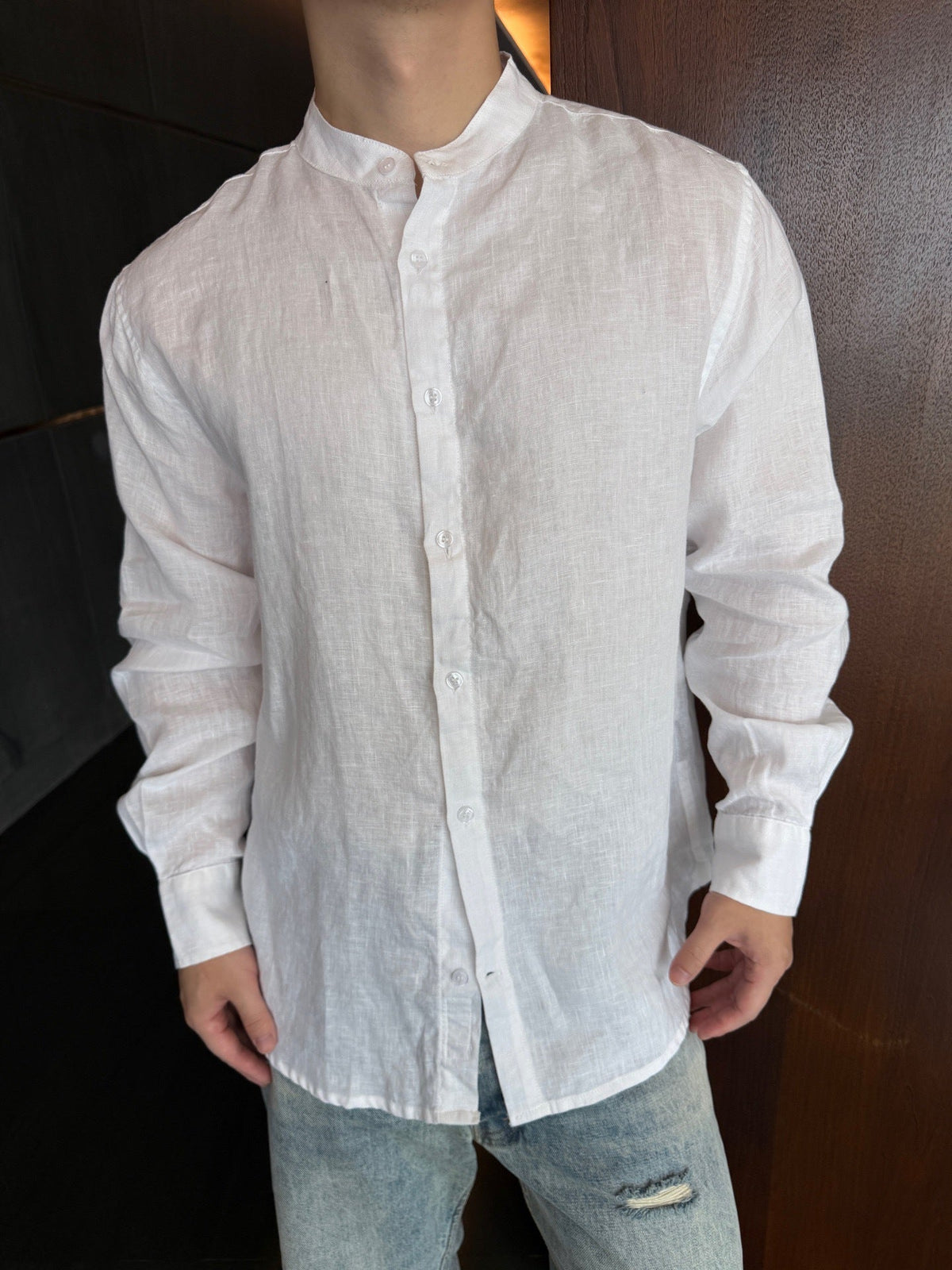 Loro Piana Soft Linen Button Up Casual Shirt Unisex White