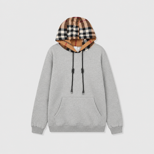 Burberry Heather Grey Vintage Check Hood Panel Hoodie Unisex
