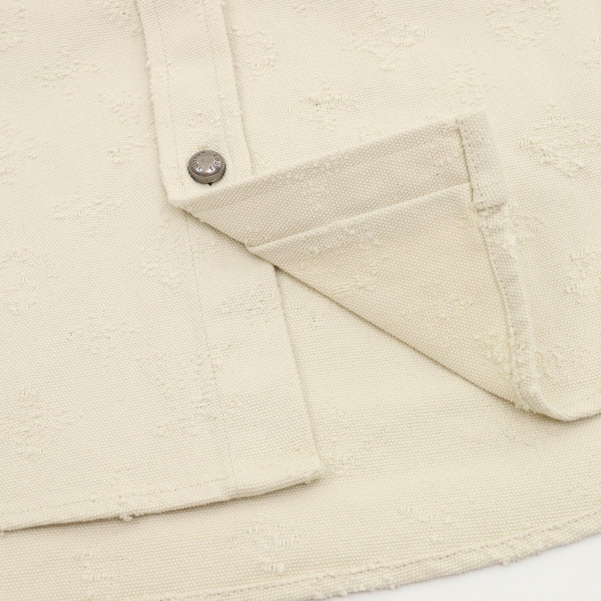 LV Distressed Jacquard Long Sleeve Work Shirt Casual Oversized Shirt Unisex Cream Off White