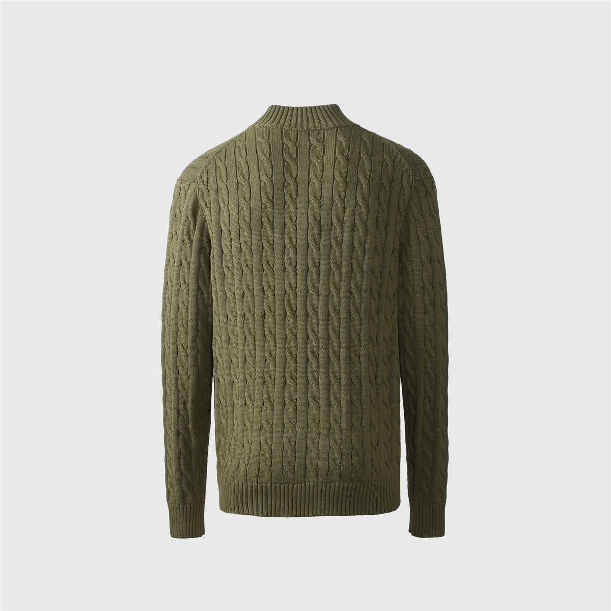 Polo Ralph Lauren Olive Green Cable Knit Full Zip Sweater White Pony Logo Unisex