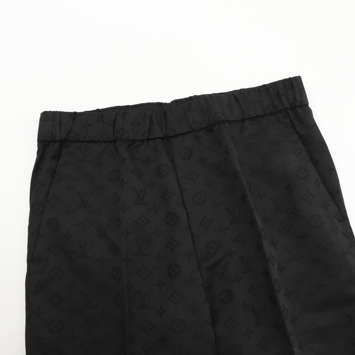 LV Black Allover Monogram Jacquard Straight Leg Pants Unisex Designer Trousers