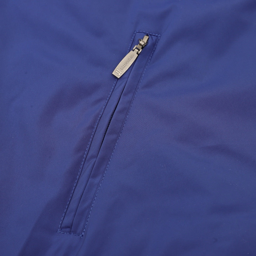 Balenciaga 3B Logo Striped Sport Jacket Full Zip Outerwear Unisex Royal Blue