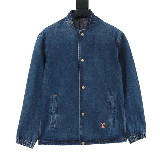 Louis Vuitton Denim Coach / Bomber Jacket with Gold Buttons Unisex Dark Blue