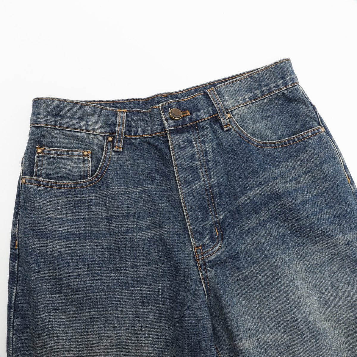 Louis Vuitton Vintage Wash Wide Leg Denim Jeans Men Luxury Straight Denim Pants Dark Vintage Blue