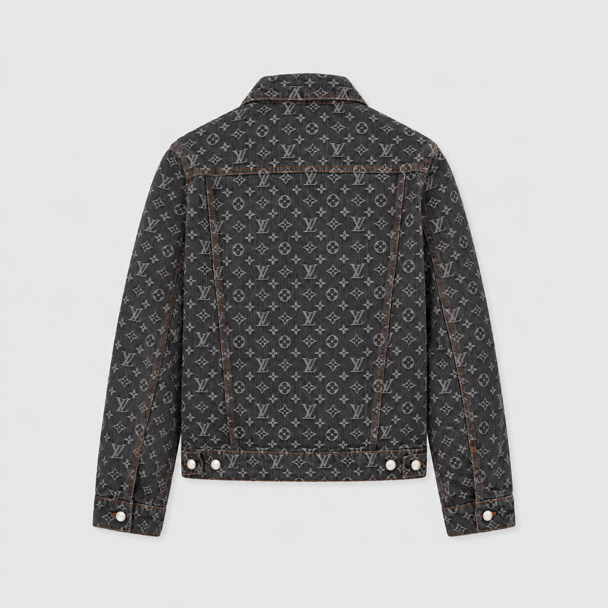 Louis Vuitton Black Grey Monogram Denim Trucker Jacket Unisex