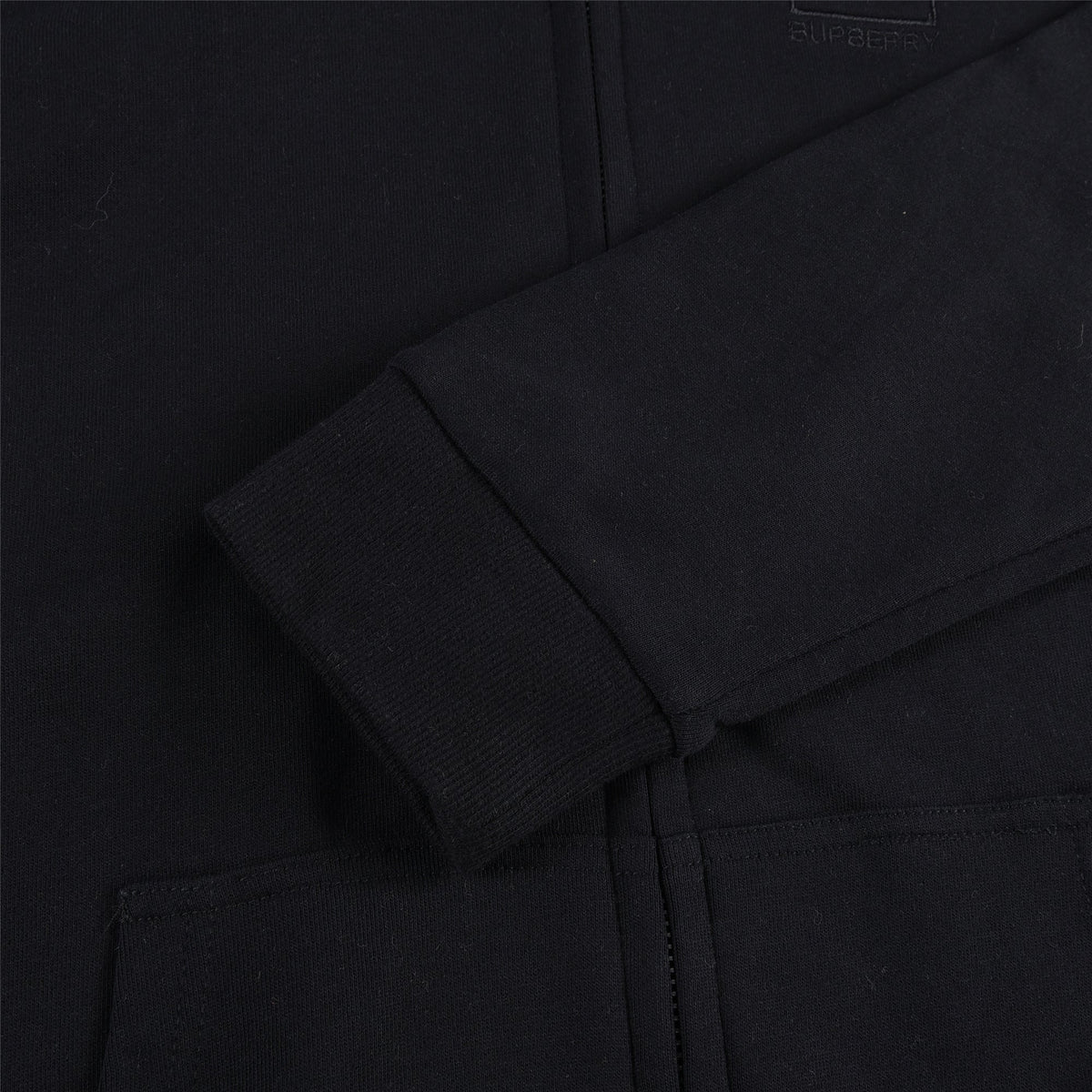 Burberry Black B Square Patch Zip Up Hoodie Vintage Check Hood Lining Unisex