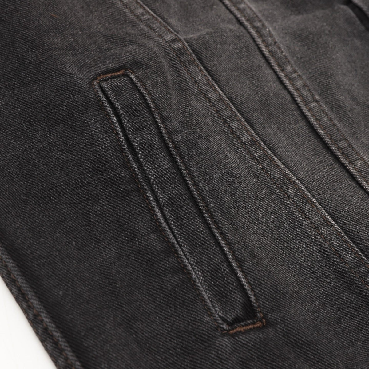 LV Chest Embroidery Logo Denim Jacket Classic Trucker Coat Unisex Washed Black