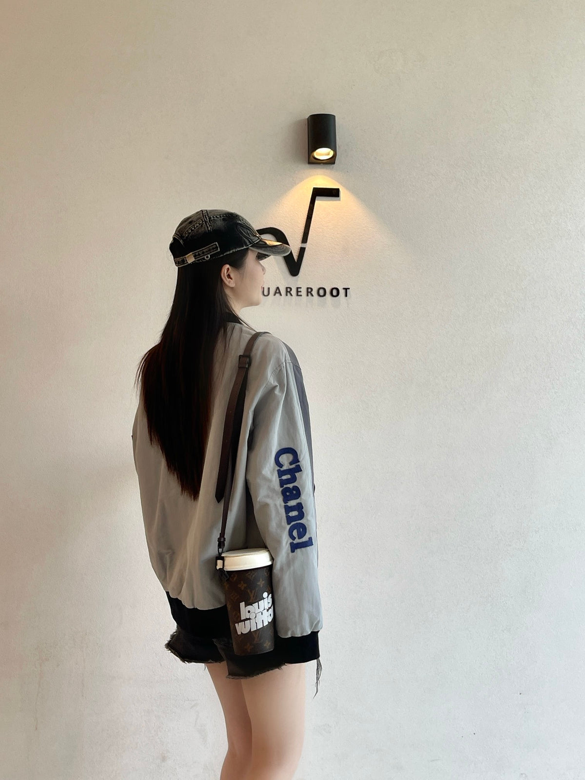 Chanel Grey Color Block Reversible Bomber Jacket CC Square Logo Unisex