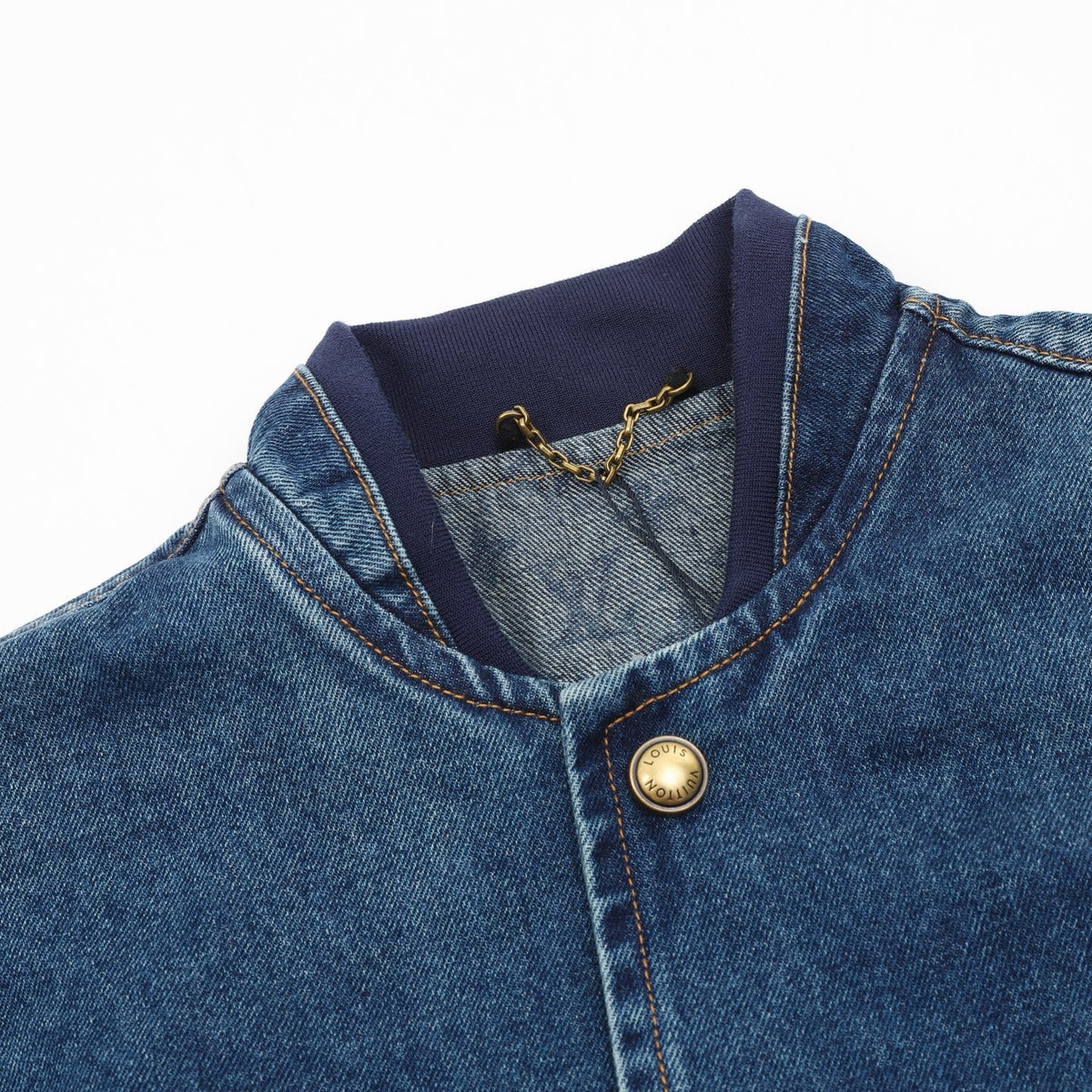 Louis Vuitton Denim Coach / Bomber Jacket with Gold Buttons Unisex Dark Blue