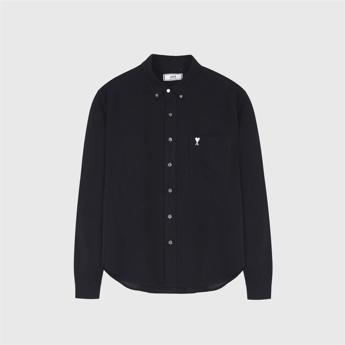 AMI Paris Black Heart A Logo Long Sleeve Button Down Shirt Unisex
