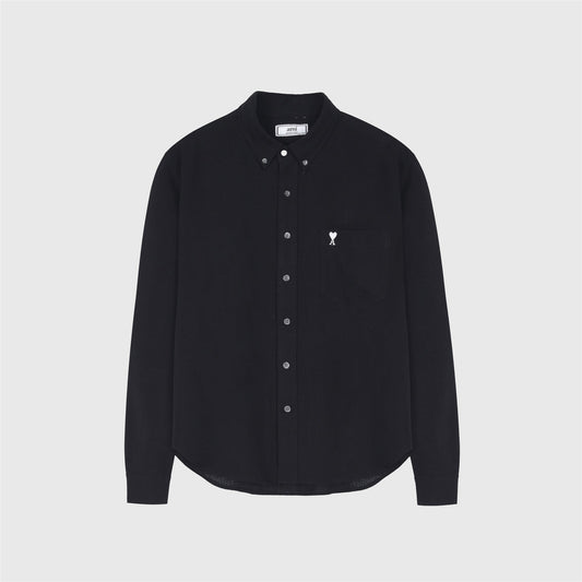 AMI Paris Black Heart A Logo Long Sleeve Button Down Shirt Unisex