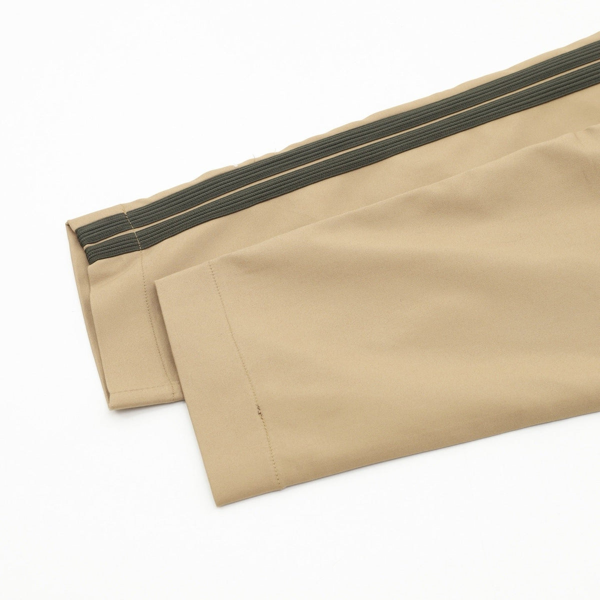 Men Moncler Straight Leg Trousers Two Tone Side Stripe Luxury Daily Pants Khaki with Dark Green Side Stripes