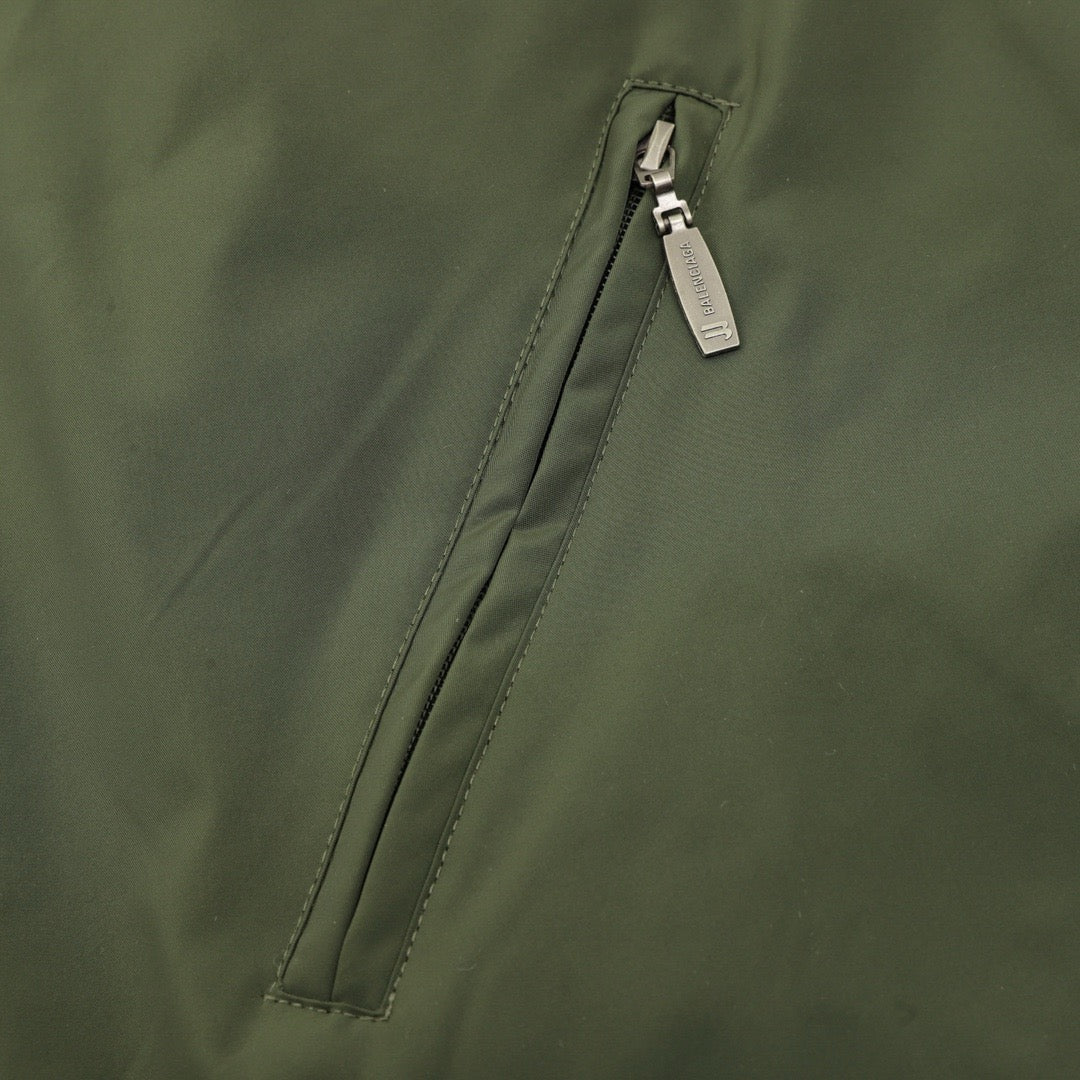 Balenciaga 3B Logo Striped Sport Jacket Full Zip Outerwear Unisex Olive Green