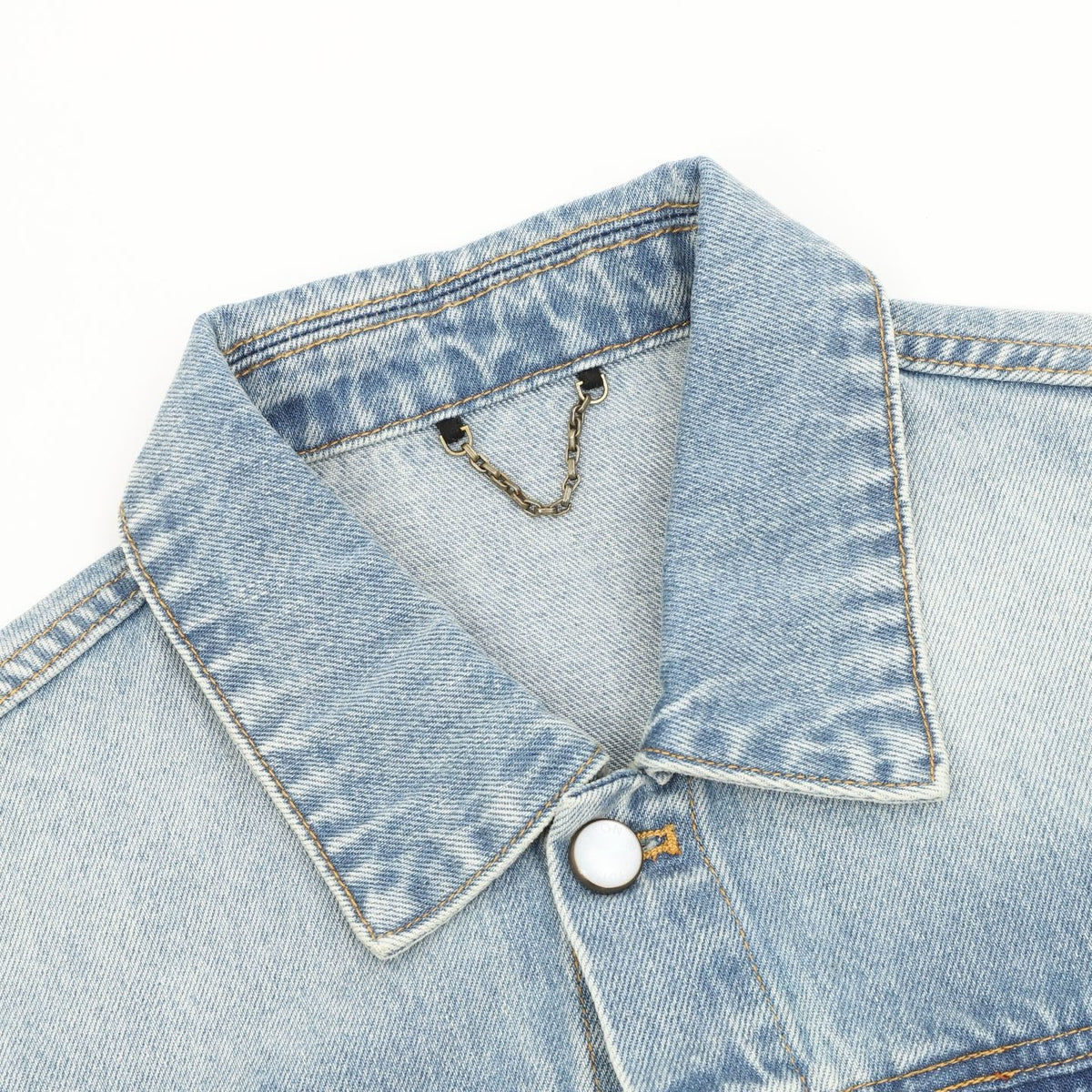 Louis Vuitton Light Wash Denim Trucker Jacket Unisex Button Front Outerwear Light Wash Blue