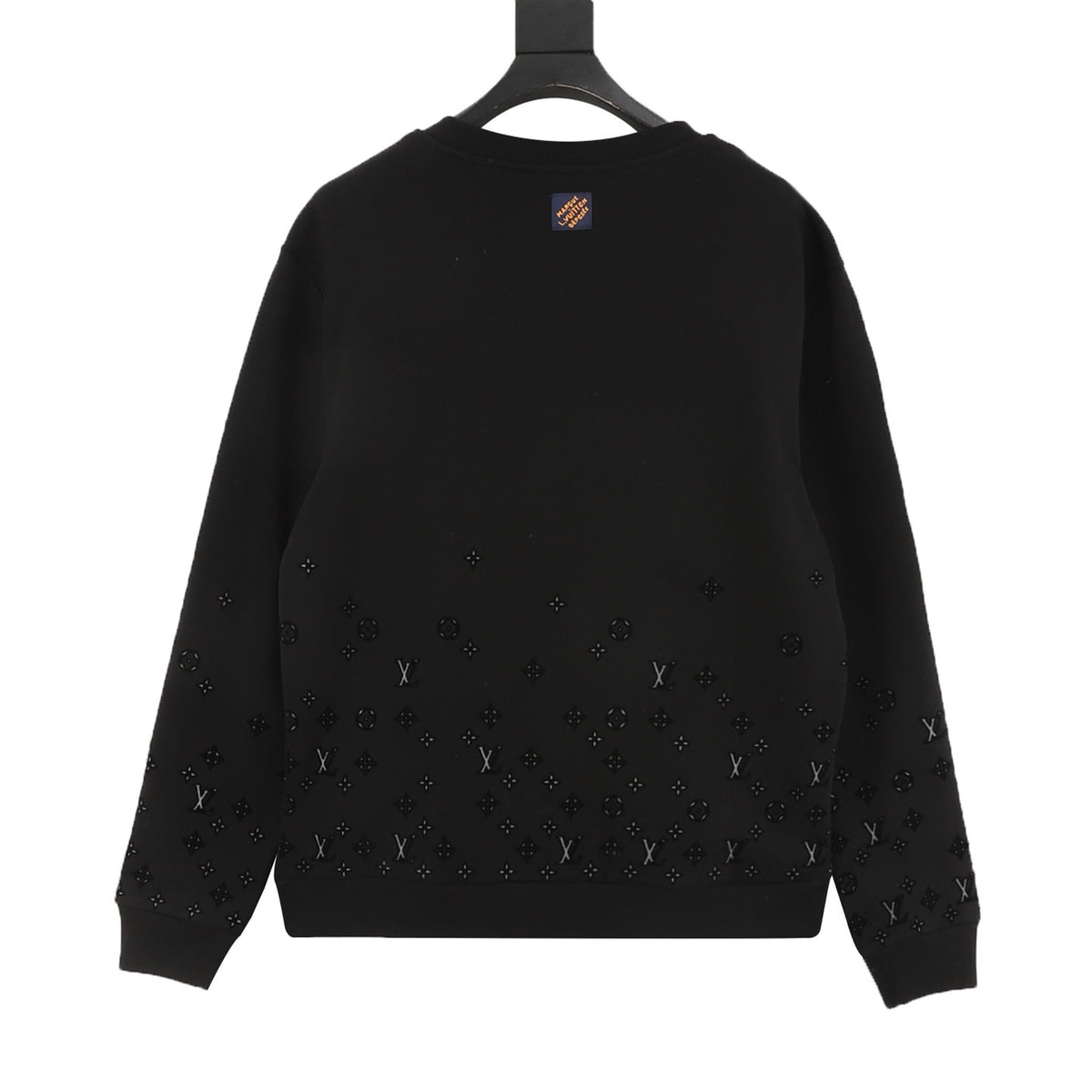 Louis Vuitton 3D Raised Monogram Crewneck Sweatshirt Unisex Pullover Black