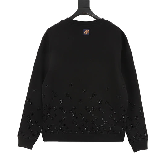 Louis Vuitton 3D Raised Monogram Crewneck Sweatshirt Unisex Pullover Black