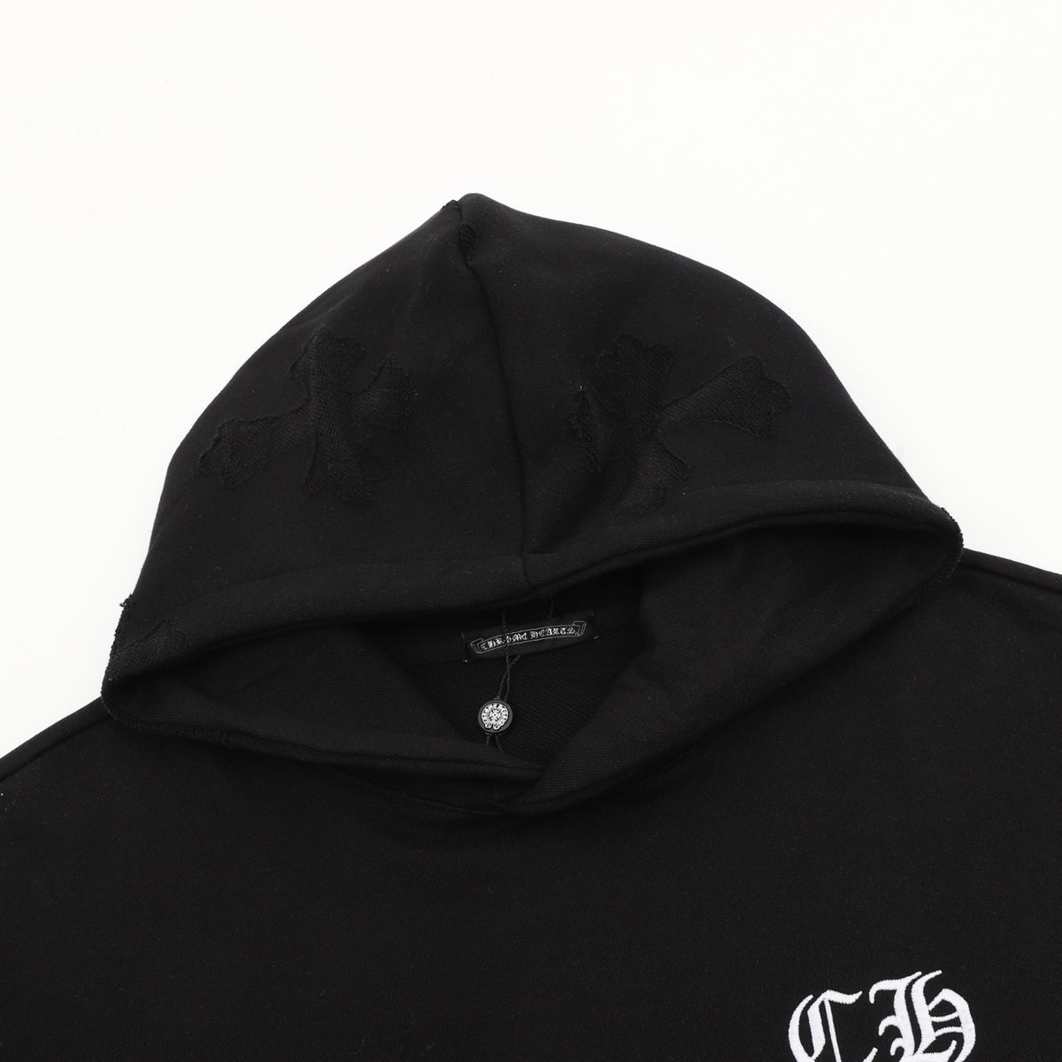 Chrome Hearts Cross Embroidery Hoodie Unisex CH Logo Pullover Sweatshirt Streetwear Black