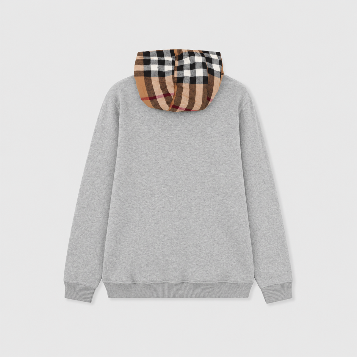 Burberry Heather Grey Vintage Check Hood Panel Hoodie Unisex