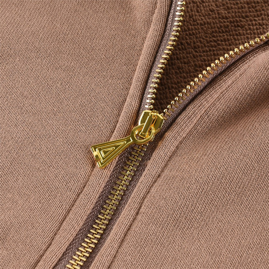 Gucci Khaki Web Stripe Half Zip Hoodie Unisex