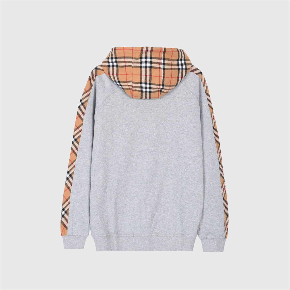 Burberry Heather Grey Vintage Check Raglan Sleeve Zip Up Hoodie Unisex