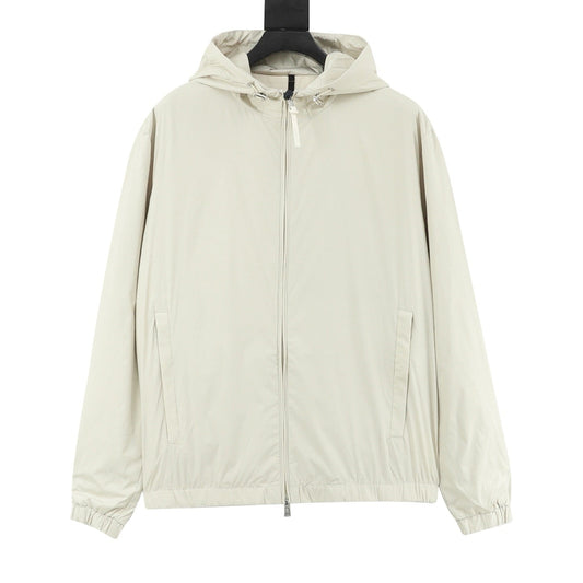 Moncler Unisex Lightweight Hooded Windbreaker Off-White
