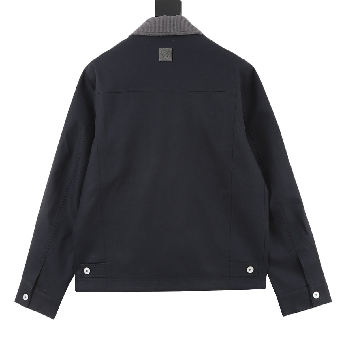 LV Leather Patch Pocket Workwear Jacket Designer Casual Outerwear Unisex Navy Blue
