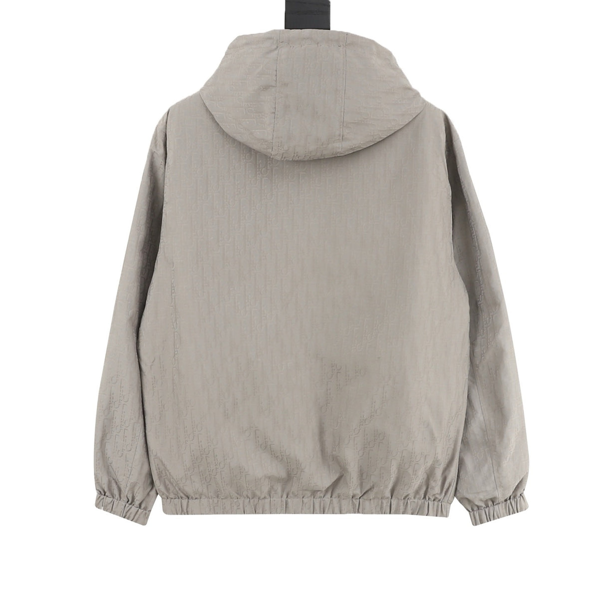 Dior Minimal Logo Hooded Jacket Lightweight Zip Up Wind Coat Unisex Light Grey