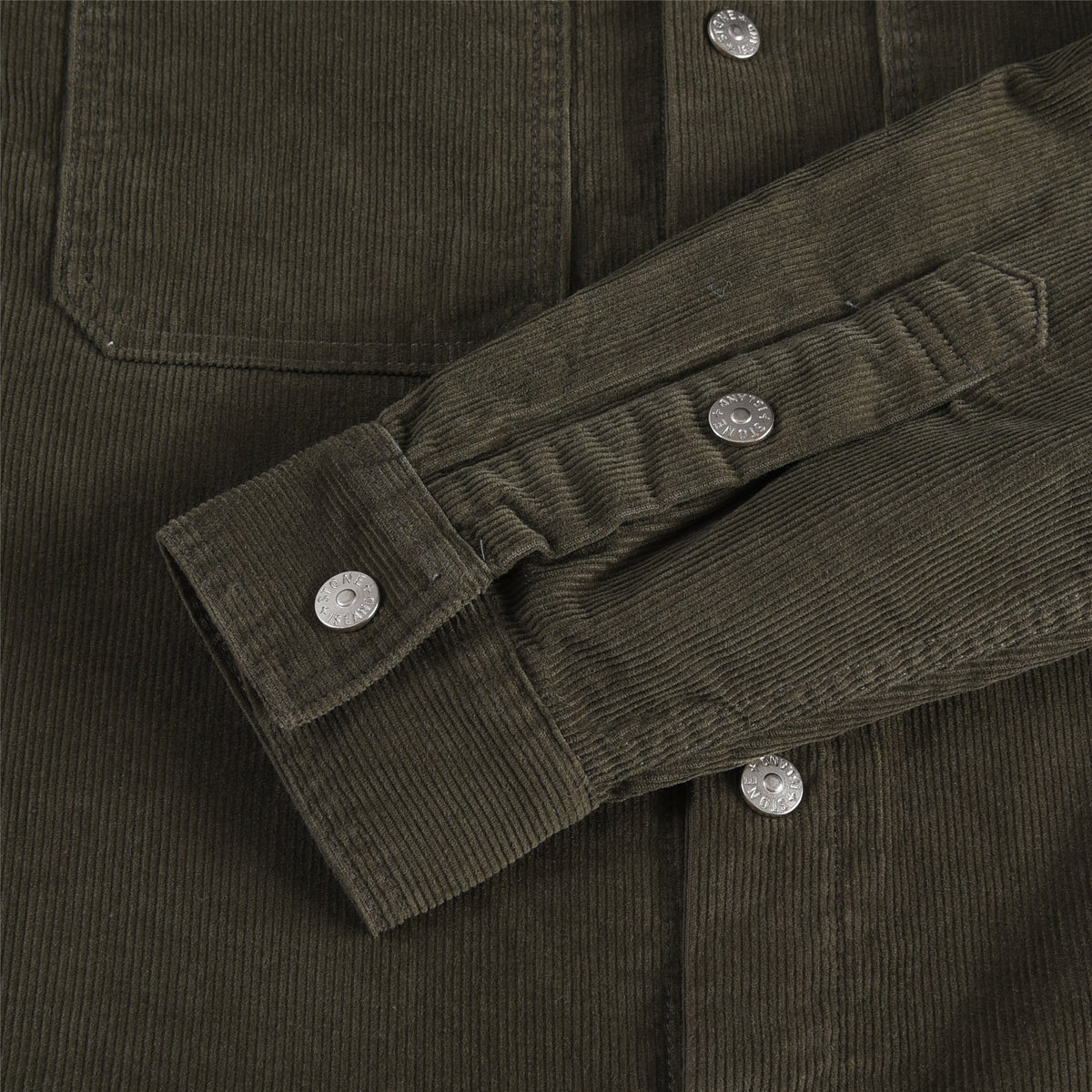 Stone Island Olive Green Corduroy Overshirt Button Up Shirt Compass Badge Unisex