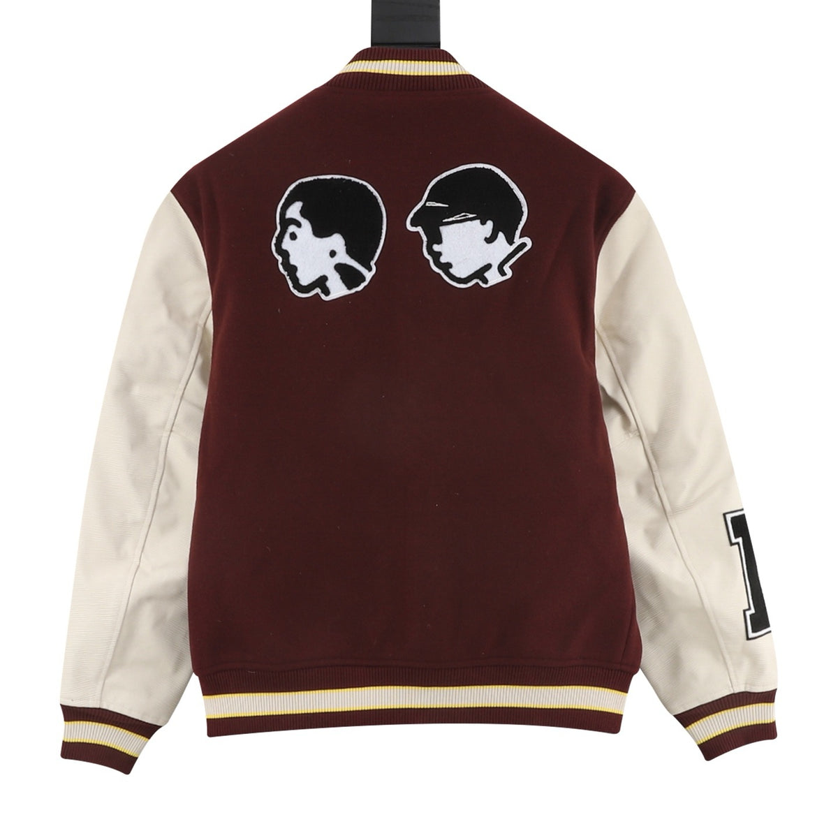 LV x Nigo Burgundy Letter Patch Varsity Jacket Vintage Baseball Coat Streetwear unisex Burgundy & Off-white