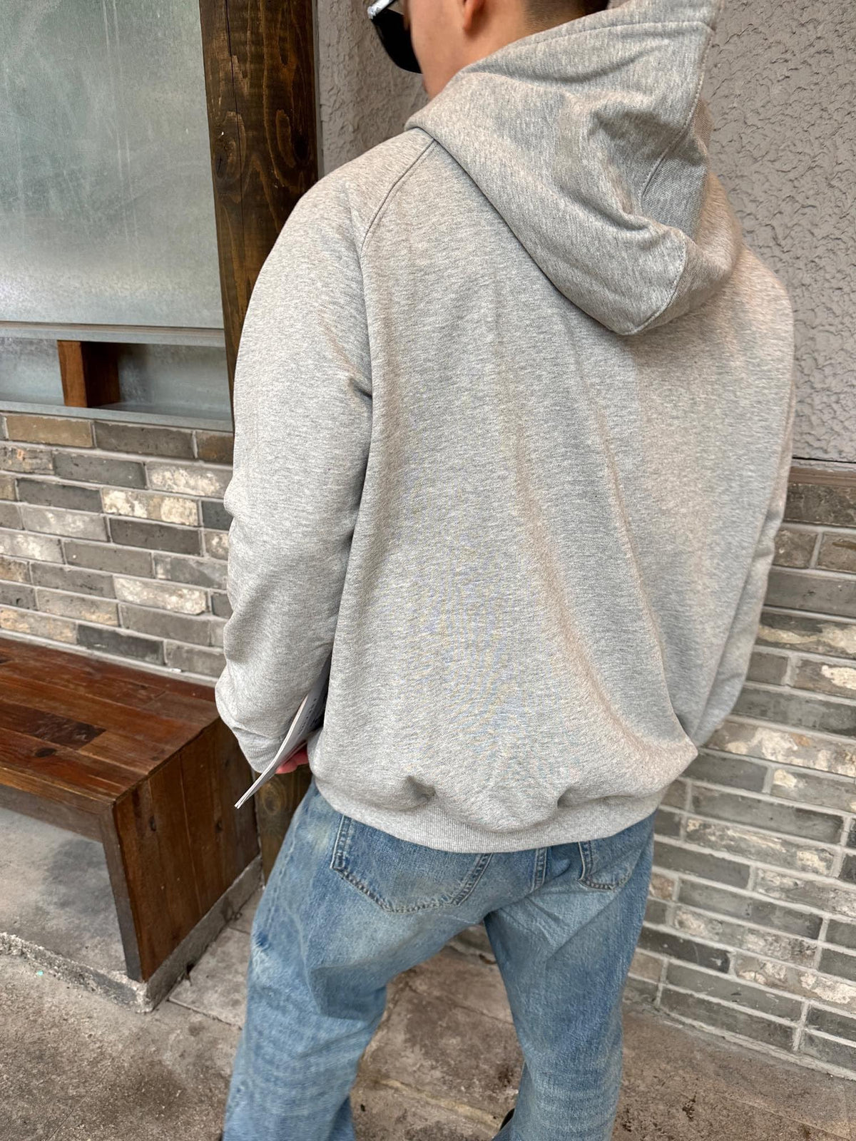Burberry Heather Grey B Square Patch Zip Up Hoodie Vintage Check Hood Lining Unisex