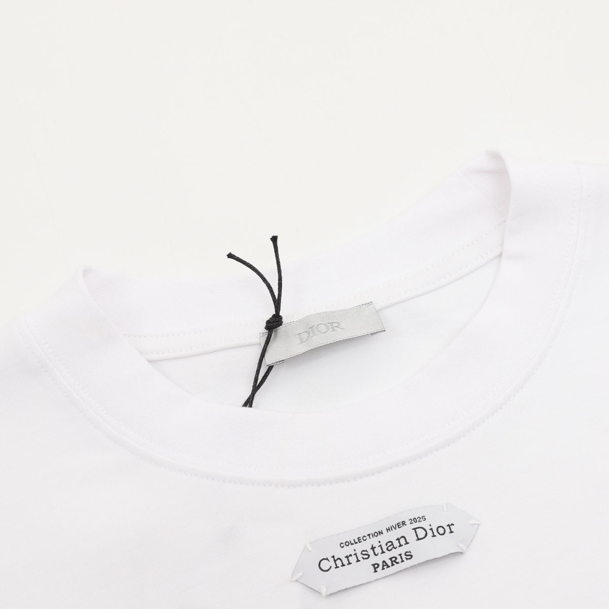 Dior Chest Tag Logo Long Sleeve T-shirt Unisex Christian Dior Label Casual Tee White