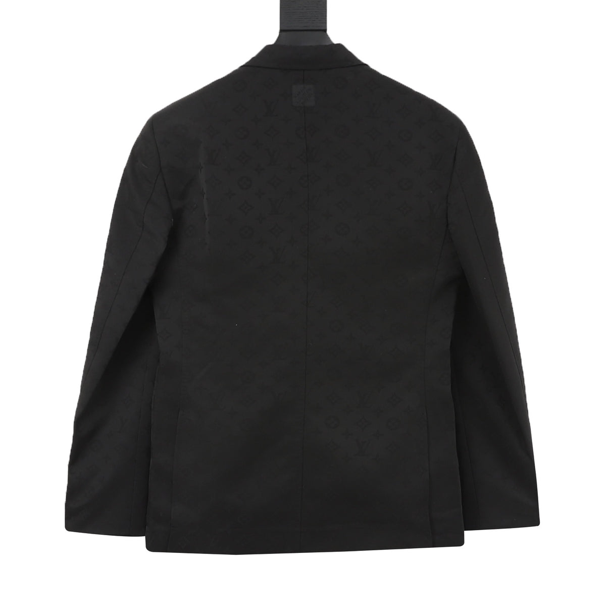 LV Luxury Monogram Jacquard Two Button Blazer Notch Lapel Casual Suit Jacket Solid Black