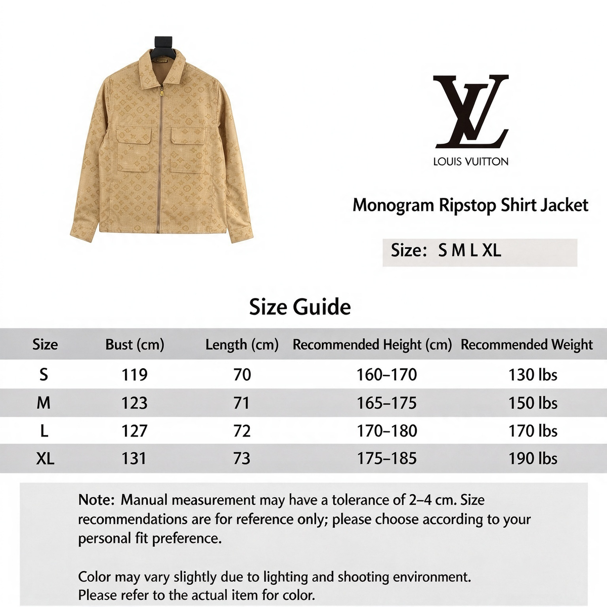 Louis Vuitton Jacquard Monogram Grid Collared Casual Workwear Jacket Unisex Khaki