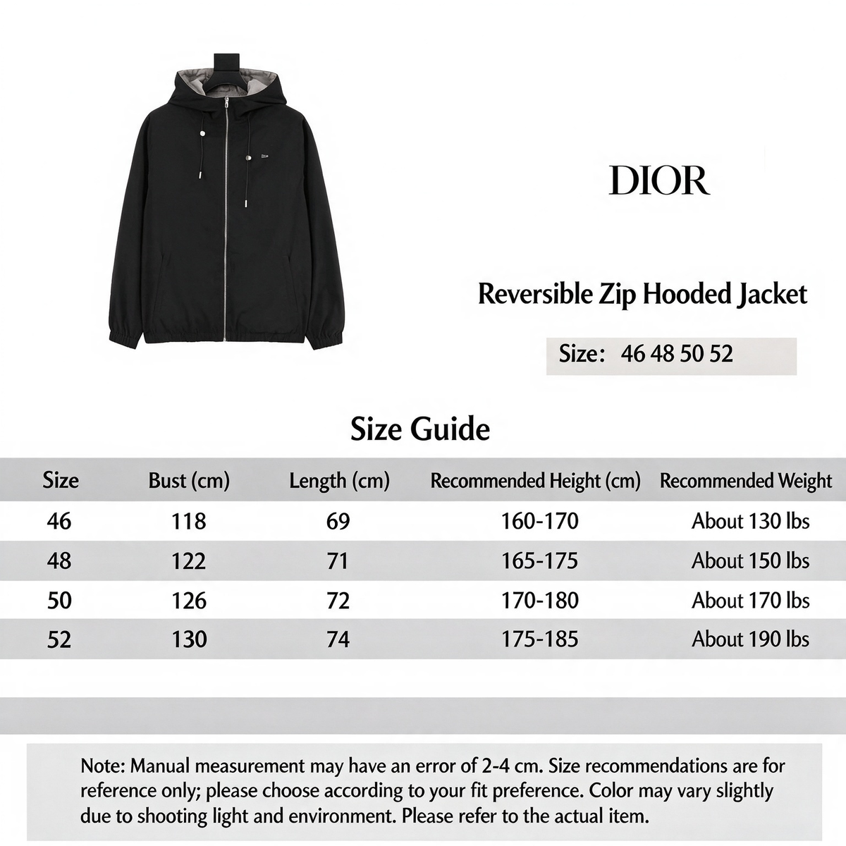 Dior Minimal Logo Hooded Jacket Lightweight Zip Up Wind Coat Unisex Light Grey