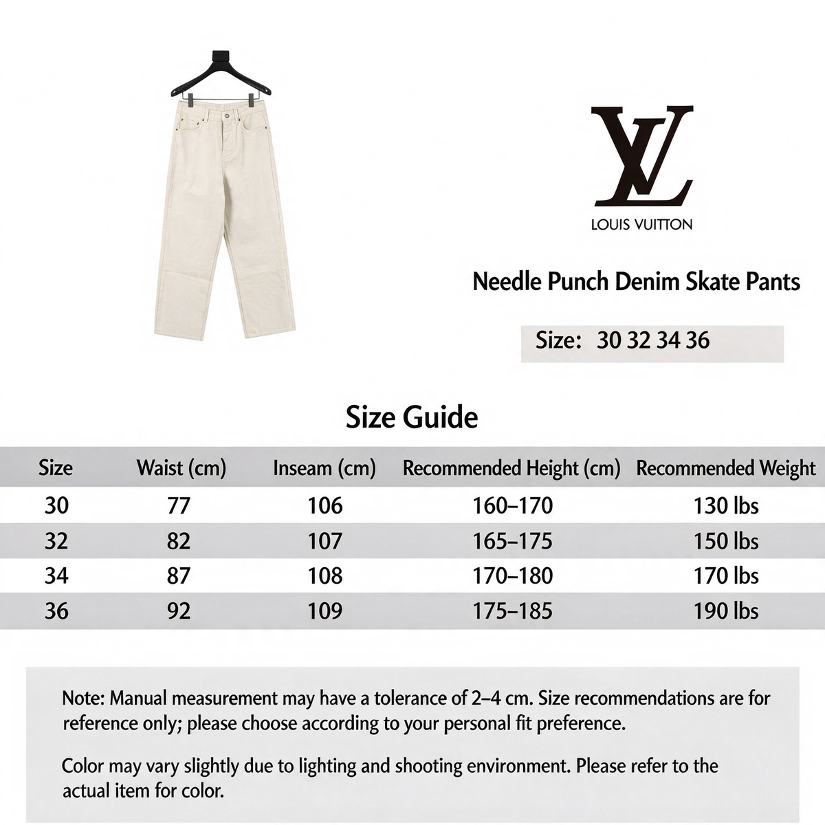 Louis Vuitton Full Textured Monogram Wide Leg Casual Jean Cream Off Whites Streetwear Unisex
