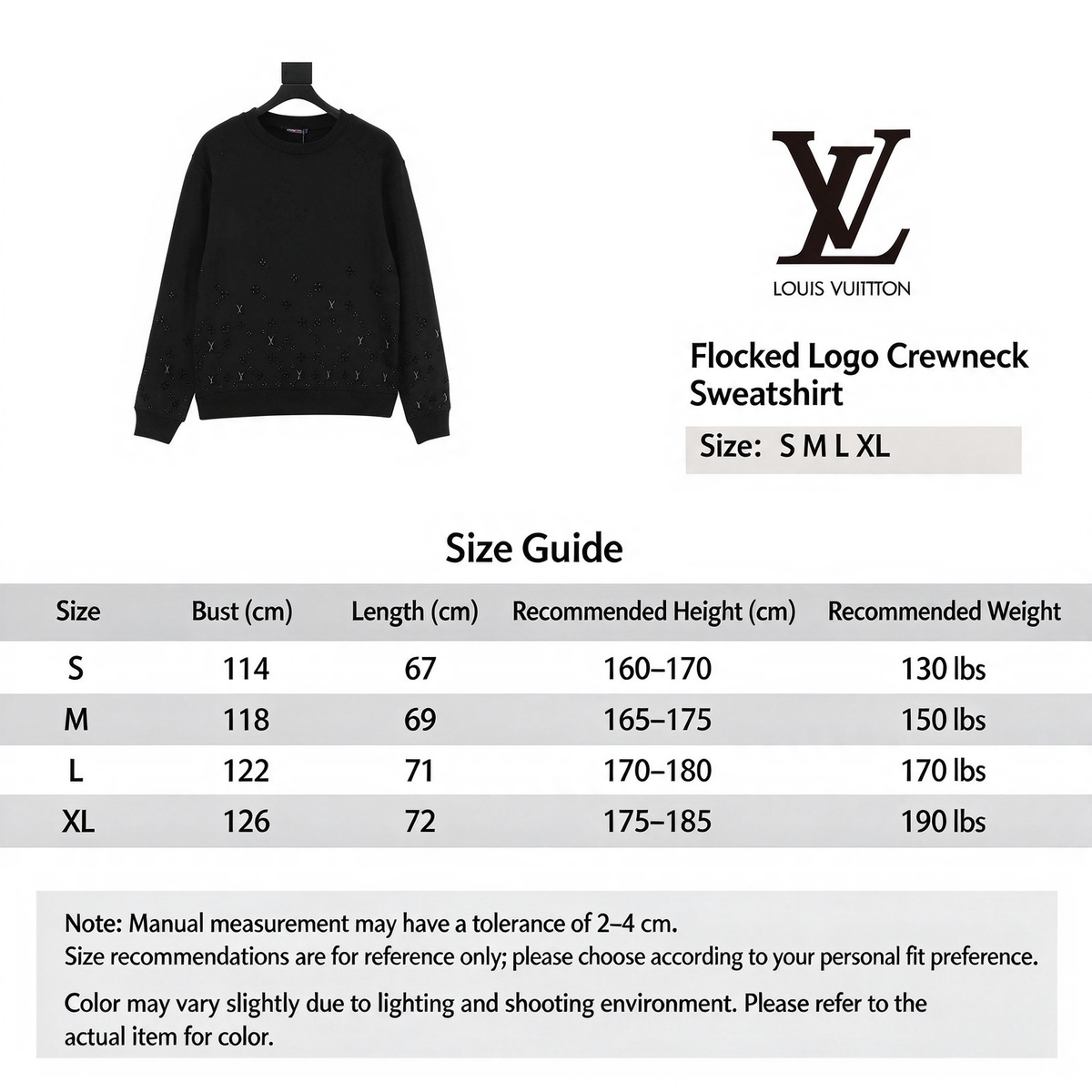Louis Vuitton 3D Raised Monogram Crewneck Sweatshirt Unisex Pullover Black