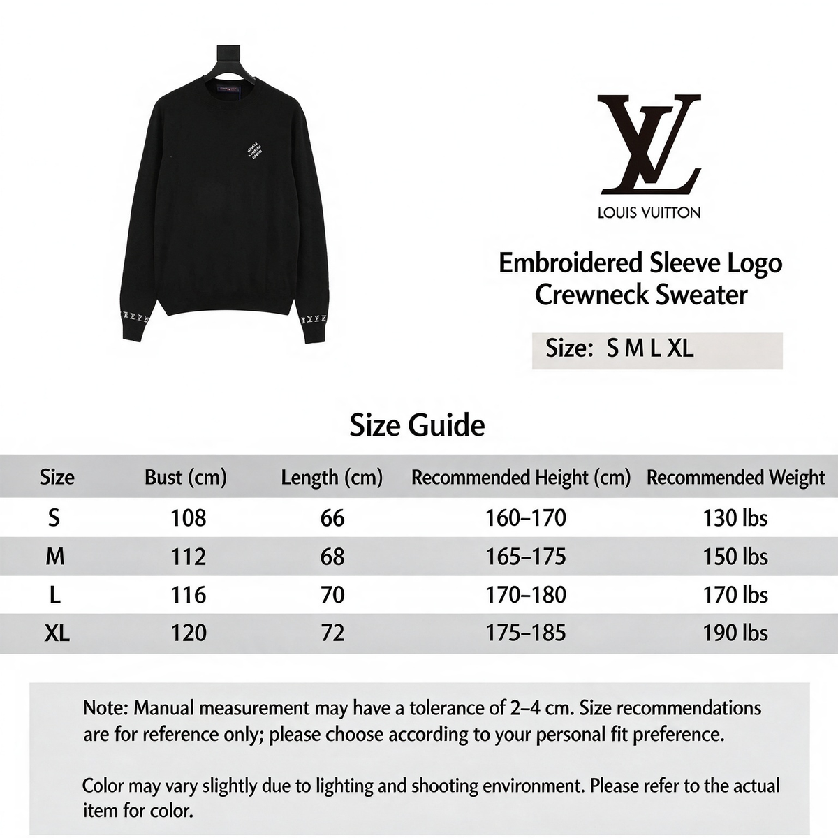 Luxury Handwriting Logo Crew Neck Knit Sweater Rib Cuff Streetwear Pullover Unisex Solid Black