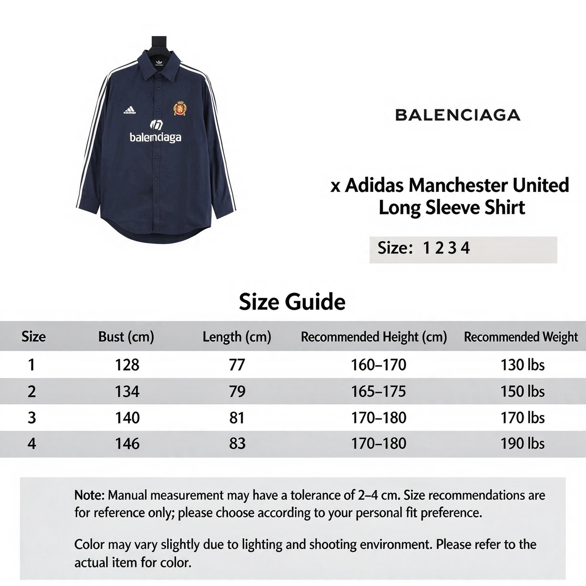 Balenciaga Adidas Collab Football Logo Striped Oversized Shirt Unisex Navy Blue with White Stripes