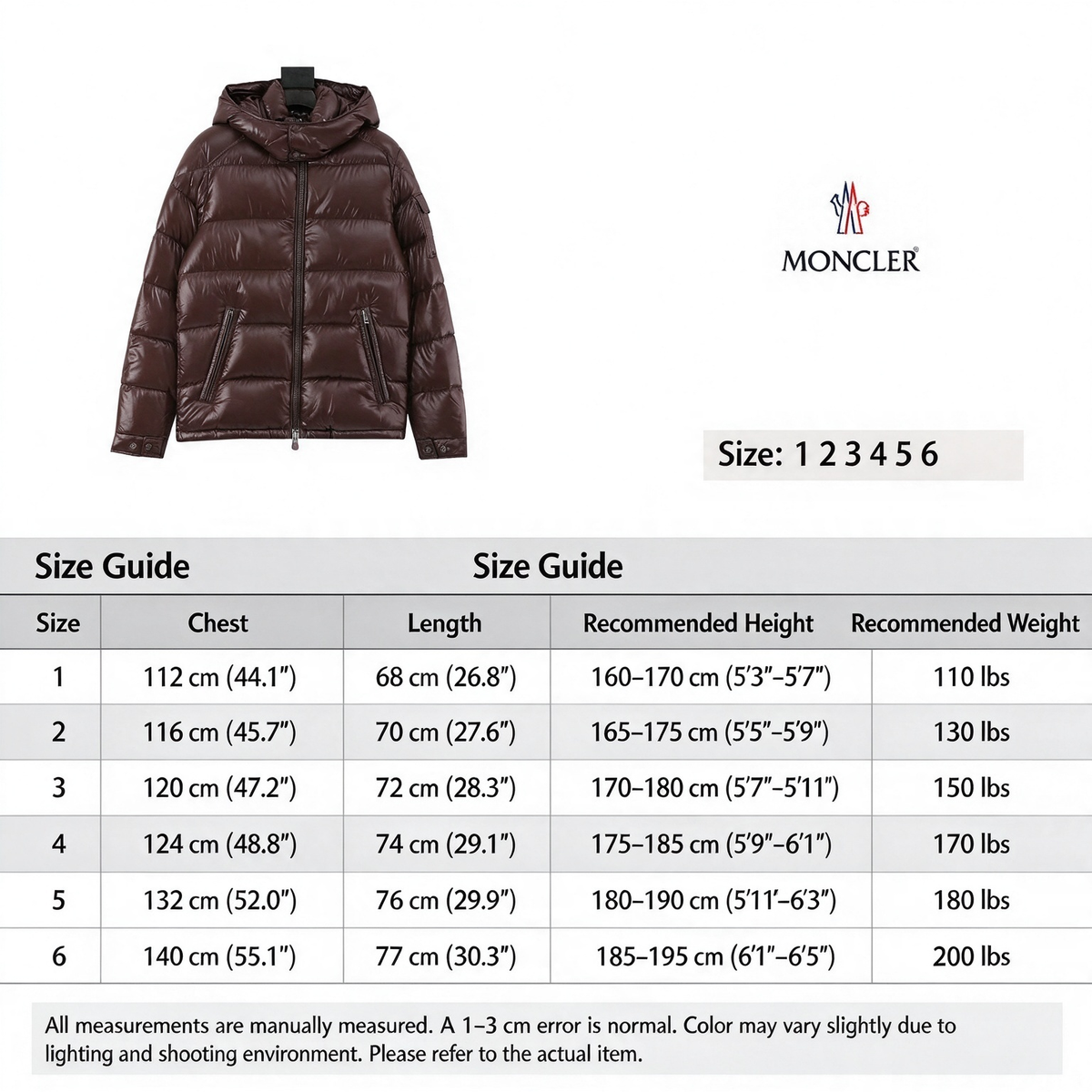 Moncler Maya Hooded Short Down Jacket Luxury Winter Puffer Coat Unisex Dark Brown