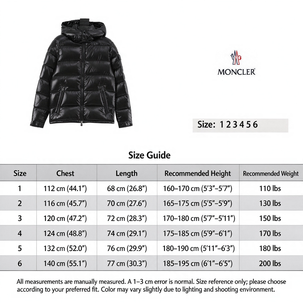 Moncler Maya Hooded Short Down Jacket Luxury Winter Puffer Coat Unisex Black