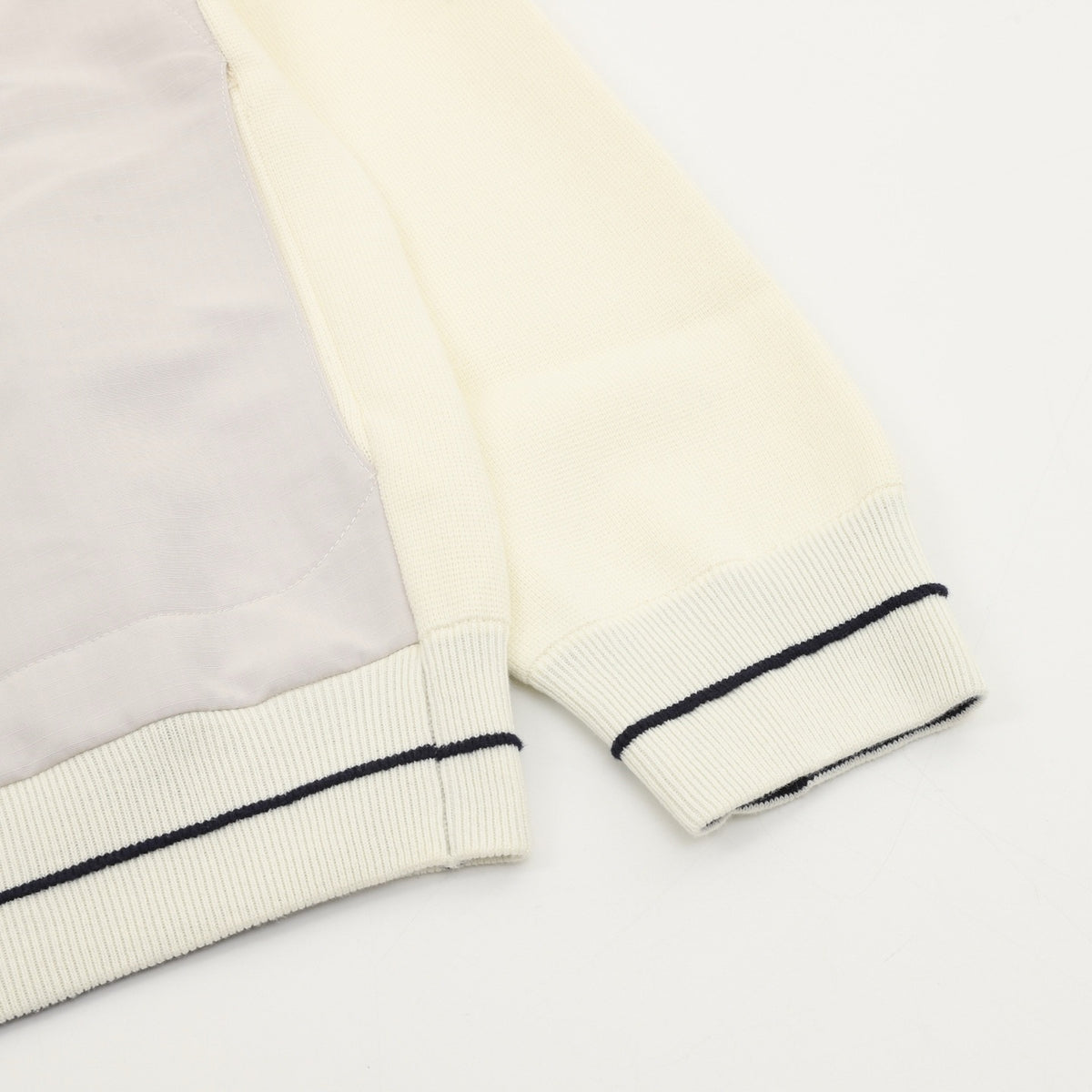 Louis Vuitton Color Block Stand Collar Zip Knit Jacket Luxury Full Zip Outerwear Off White & Light Grey