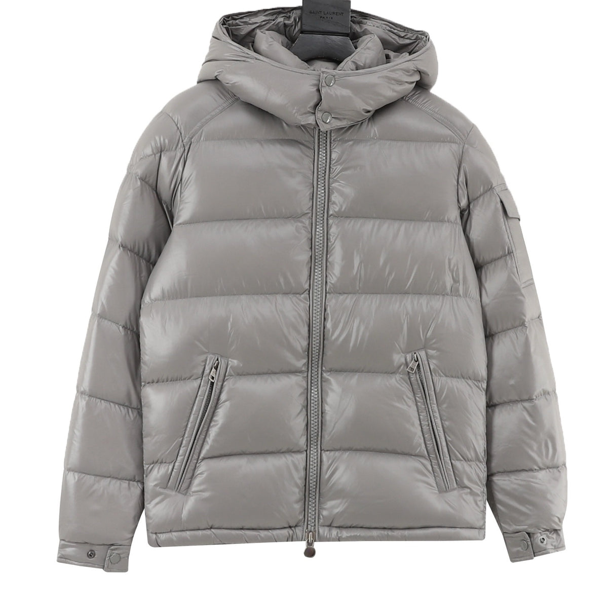 Moncler Maya Hooded Short Down Jacket Luxury Winter Puffer Coat Unisex Light Grey
