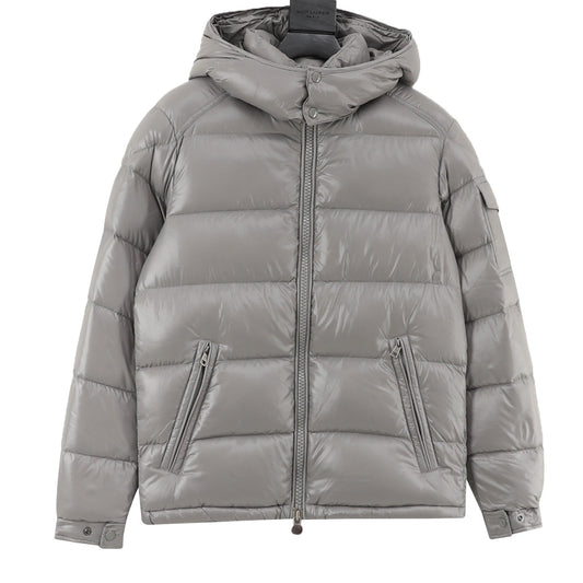 Moncler Maya Hooded Short Down Jacket Luxury Winter Puffer Coat Unisex Light Grey