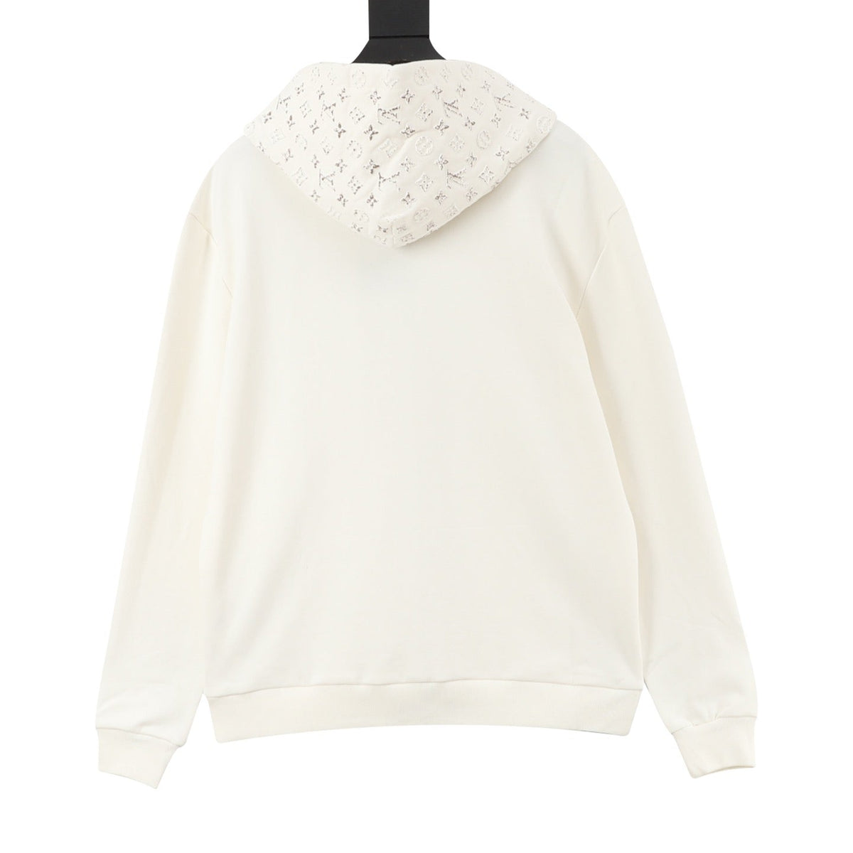 Louis Vuitton Monogram Embossed Full Zip Hoodie Unisex Casual Hooded Sweatshirt Outerwear Off White