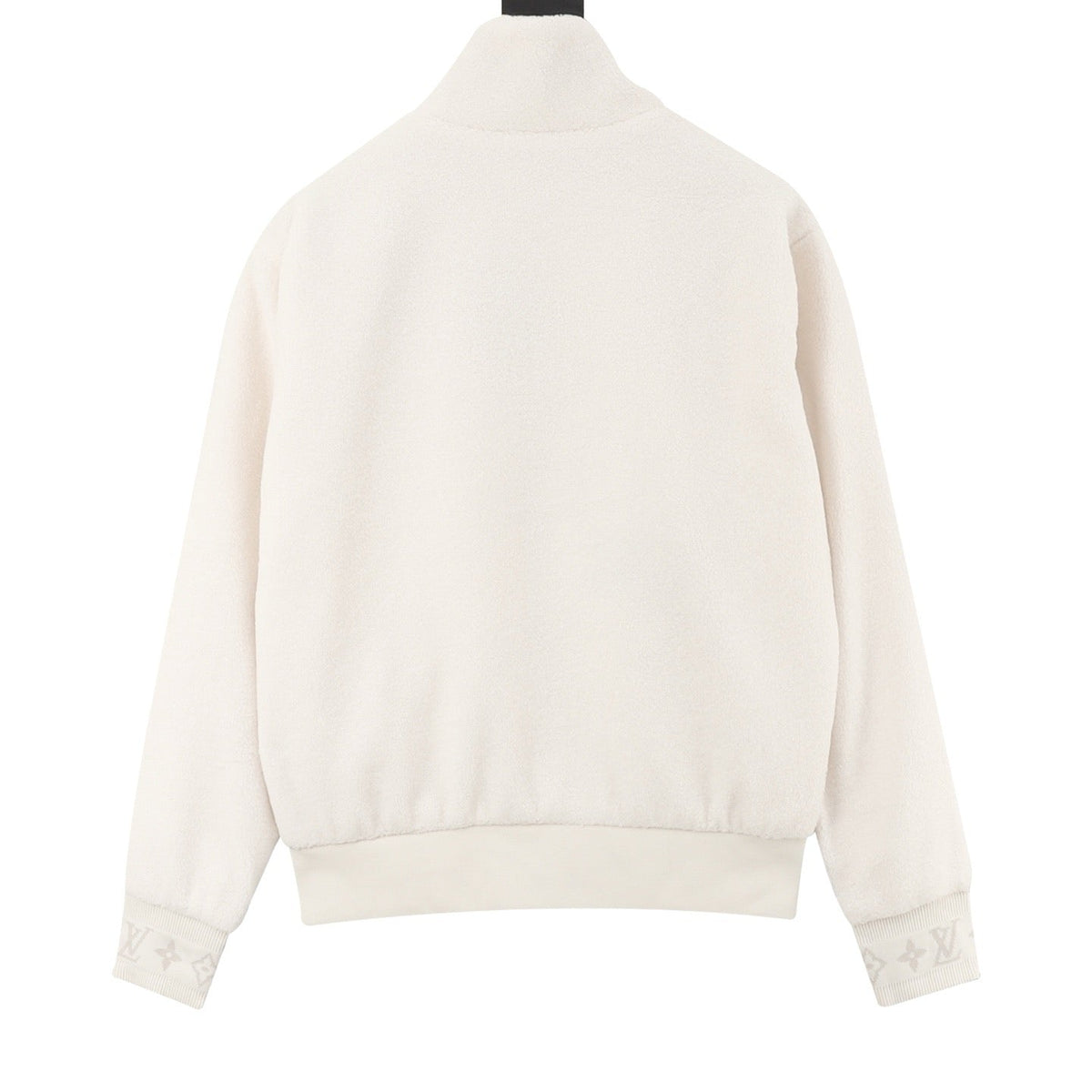 LV Monogram Cuff Sherpa Fleece Full Zip Warm Jacket Unisex Off White