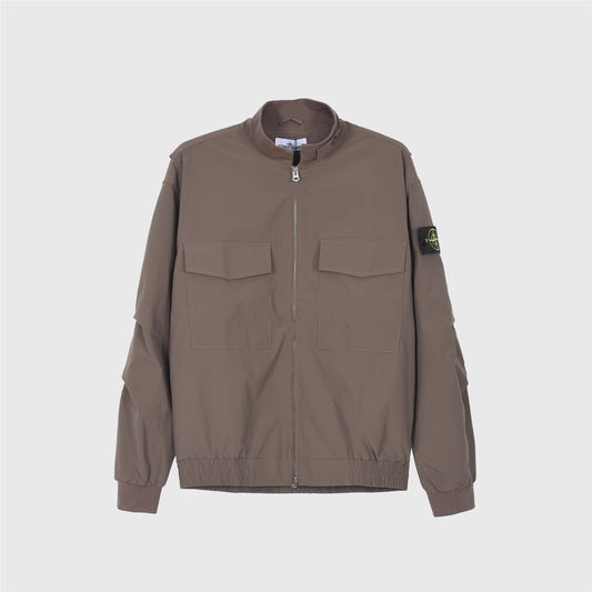Stone Island Compass Patch Taupe Stand Collar Bomber Jacket Unisex